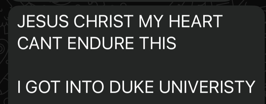 Скриншот отзыва о поступлении в Duke University
