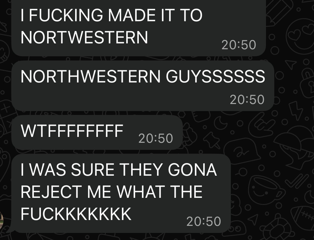 Скриншот отзыва о поступлении в Northwestern